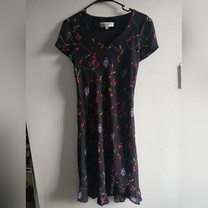 Donna Ricco Black Dress with Floral Accents